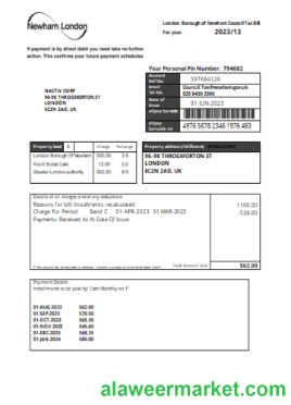 Newham London Borough Council tax business bill,  SCR